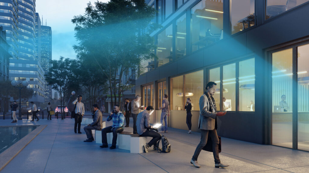 Electromagnetic wave frequency spectrum with examples (Wi-Fi, GPS, 4G/5G, MRI) and shielding glass attenuation concept.”